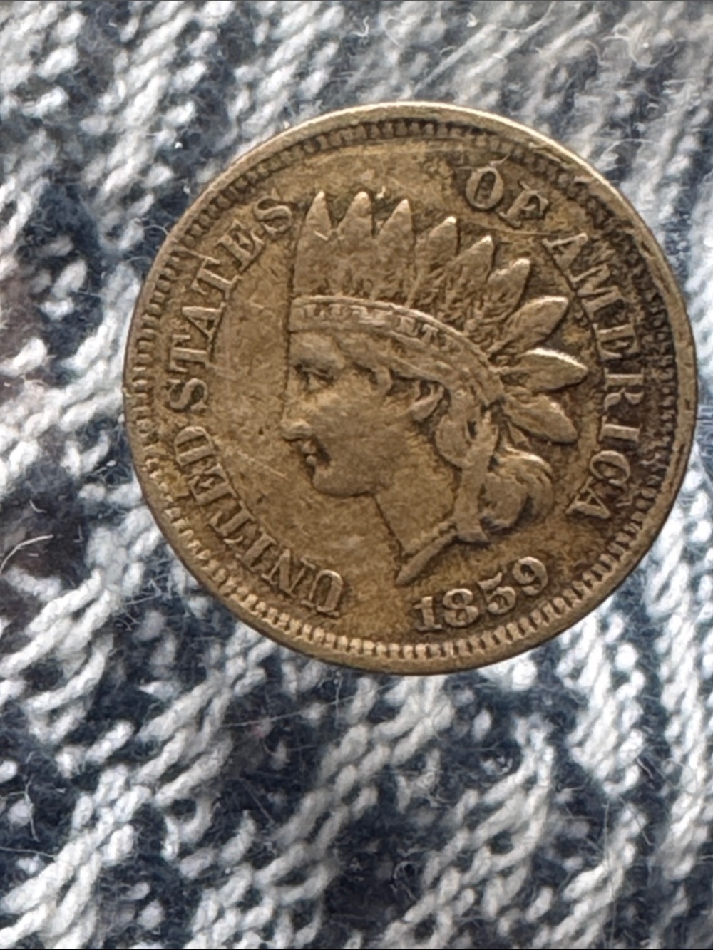 Vintage 1859 Indian Head Coin Authentic Raw
